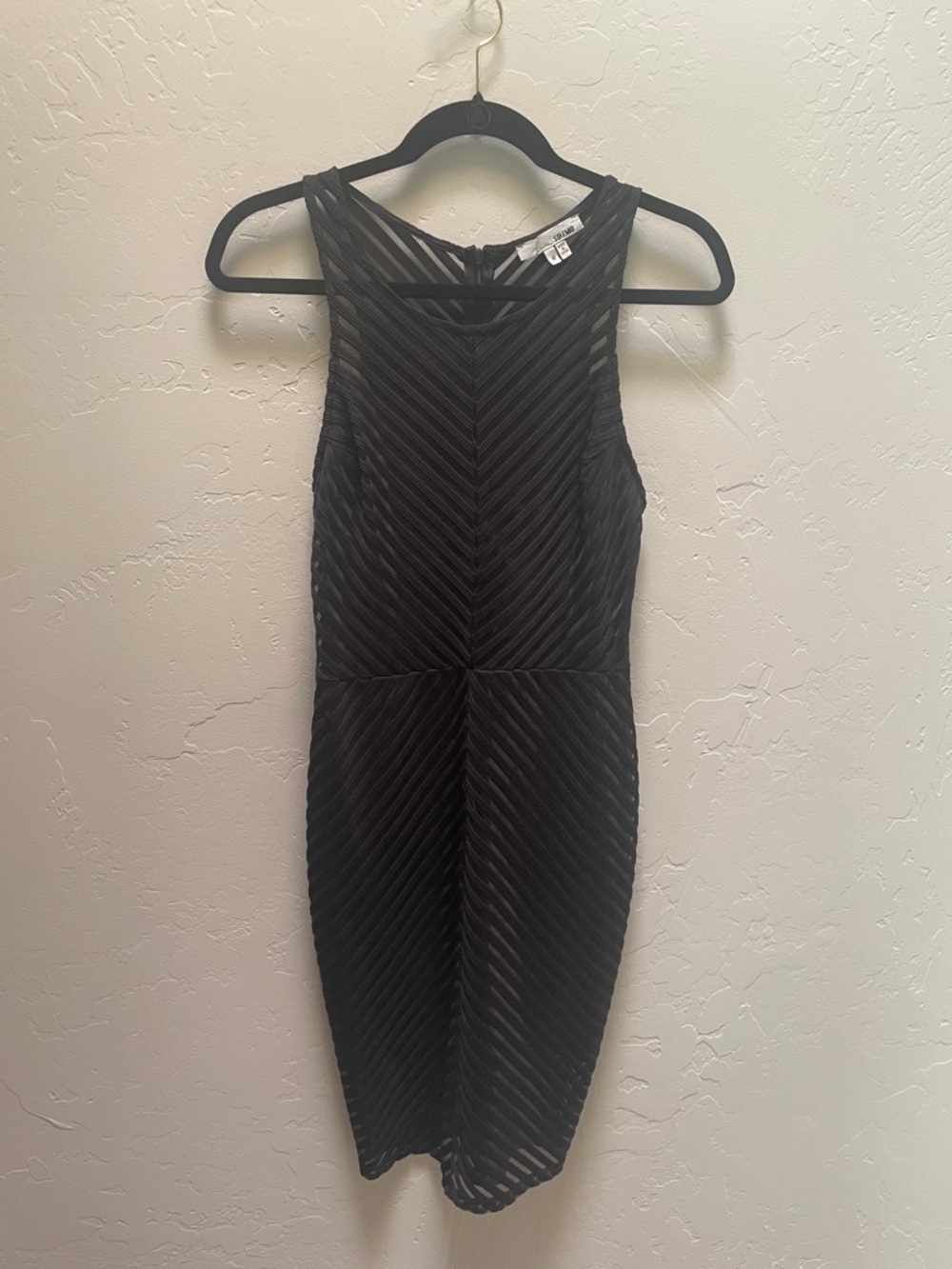 Solemio Black Textured Midi Sheath Dress